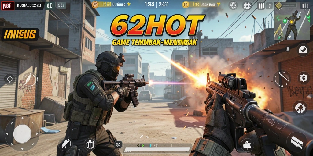 Tampilan gameplay 62HOT yang seru dalam pertempuran TPS.