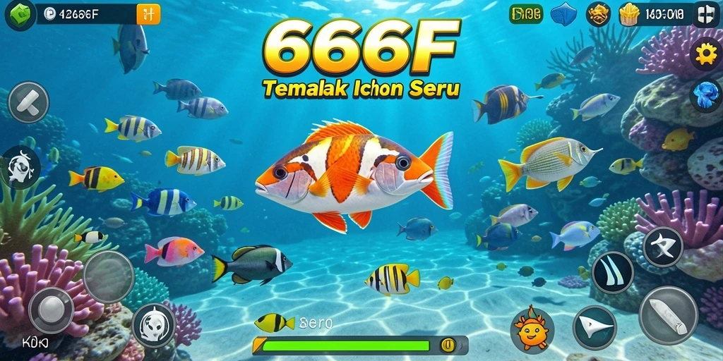 Gameplay seru dalam 666F dengan aksi menangkap ikan.