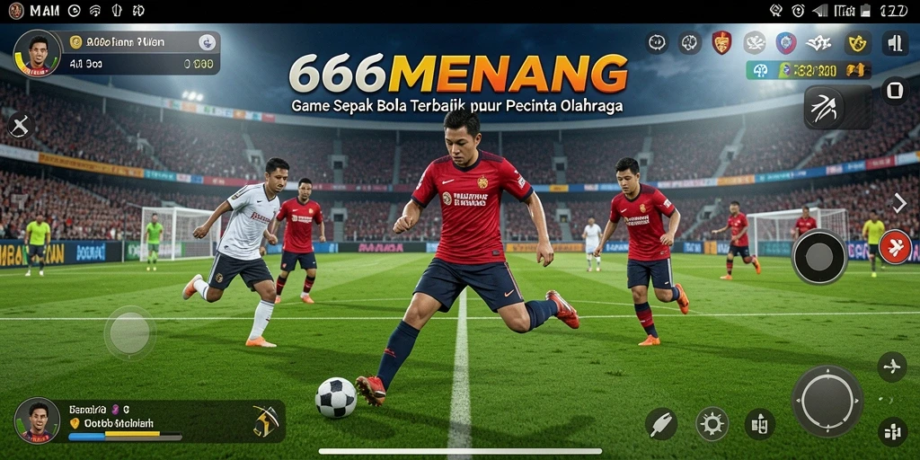 Tampilan gameplay 666MENANG yang mendebarkan dalam aksi sepak bola.