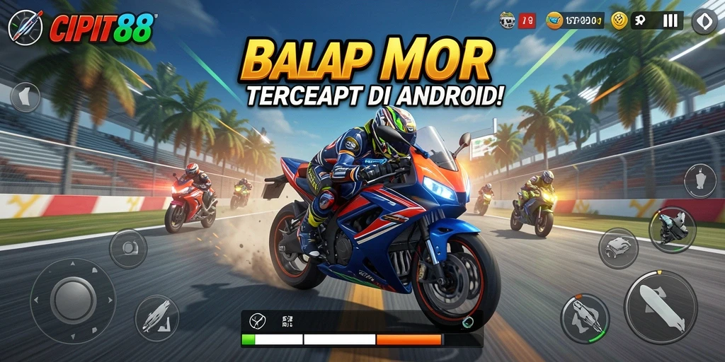 Screenshot gameplay <strong>CIPIT88</strong> yang menampilkan aksi balap motor yang intens.