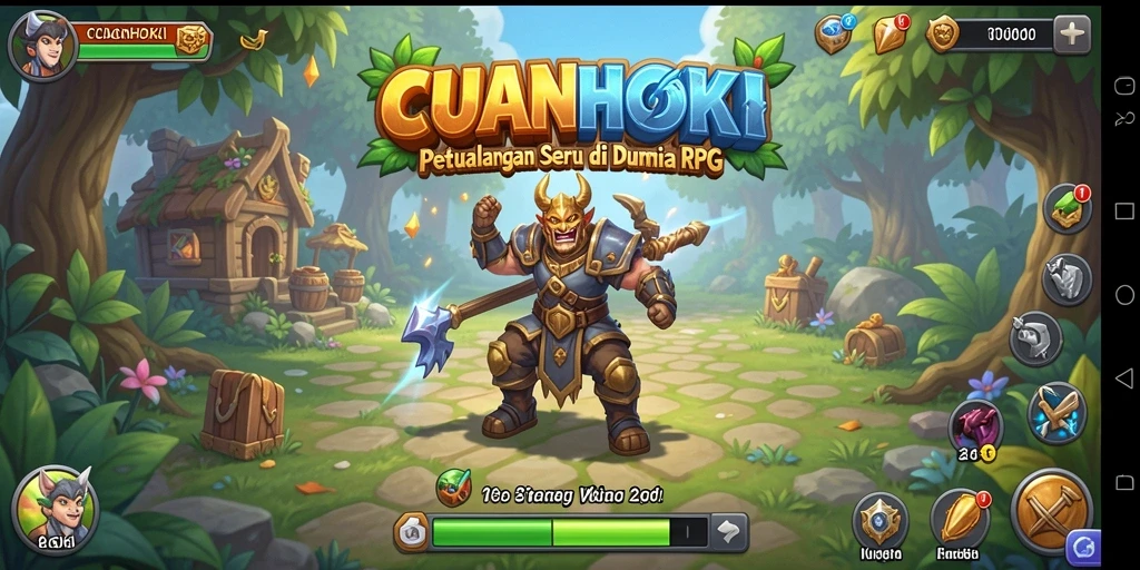 Screenshot gameplay seru dalam CUANHOKI yang menampilkan pertarungan epik.