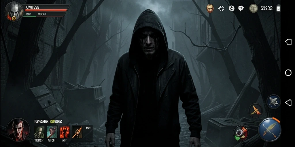 Tangkapan layar gameplay CW8888 menampilkan suasana menyeramkan di rumah berhantu.