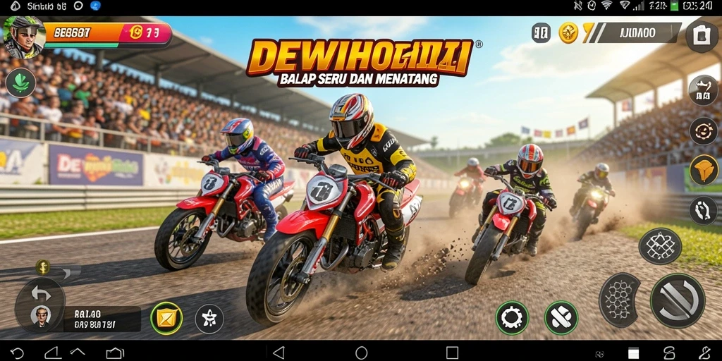 Tangkapan layar DEWIHOKI menunjukkan aksi balap yang intens dan cepat.