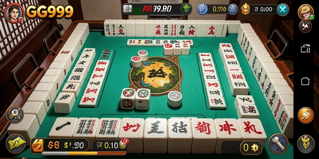 Tampilan gameplay Mahjong yang penuh warna dan menarik di GG999.