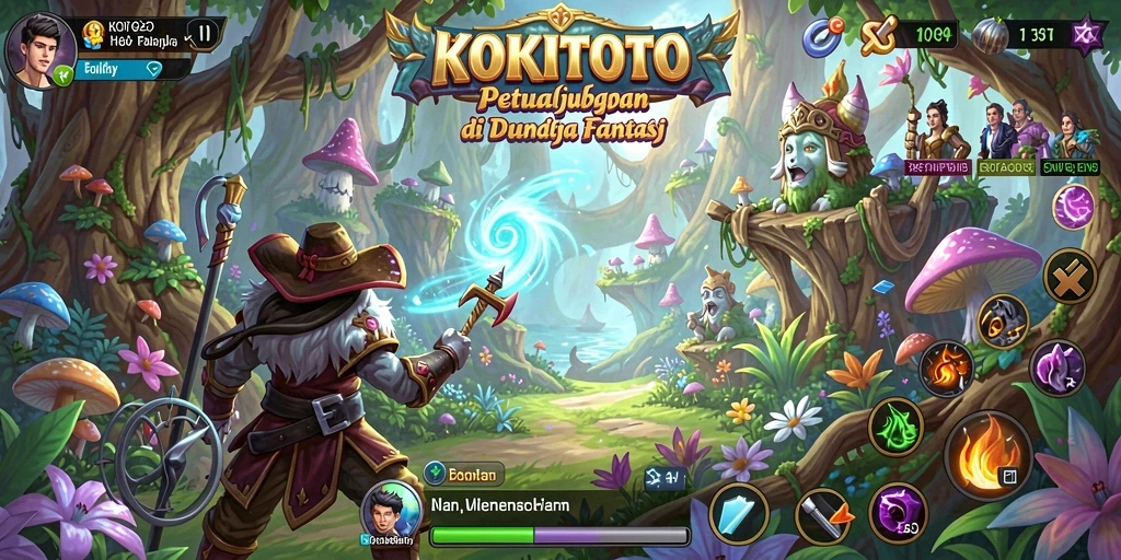 Screenshot utama KOKITOTO menunjukkan aksi seru di dunia petualangan.