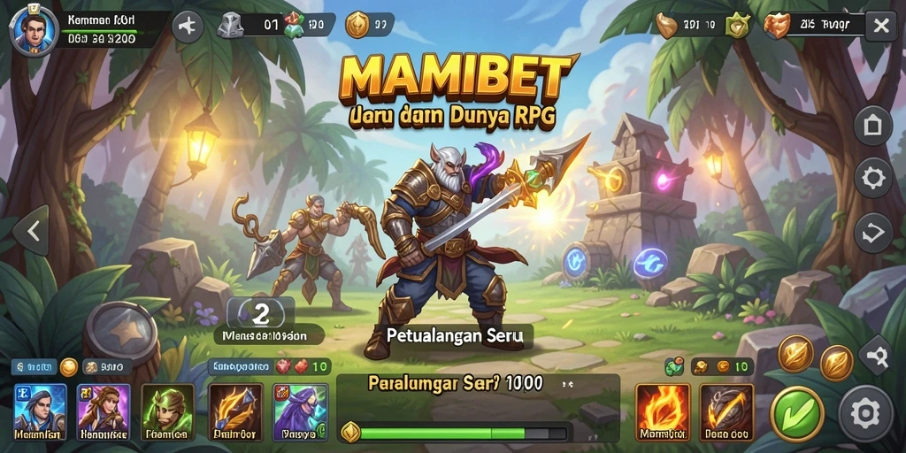 Screenshot gameplay MAMIBET menampilkan pertarungan epik dalam dunia RPG.
