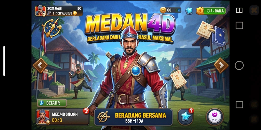 Tampilan gameplay MEDAN4D yang menghadirkan pertanian dan interaksi sosial.