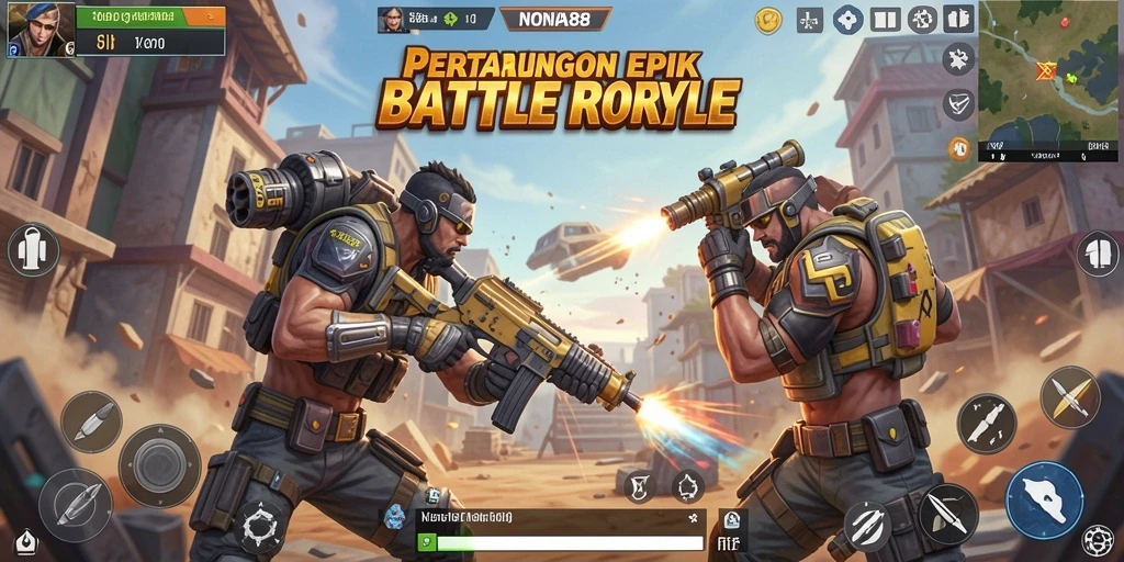 Tampilan seru gameplay NONA88 dalam pertempuran Battle Royale.