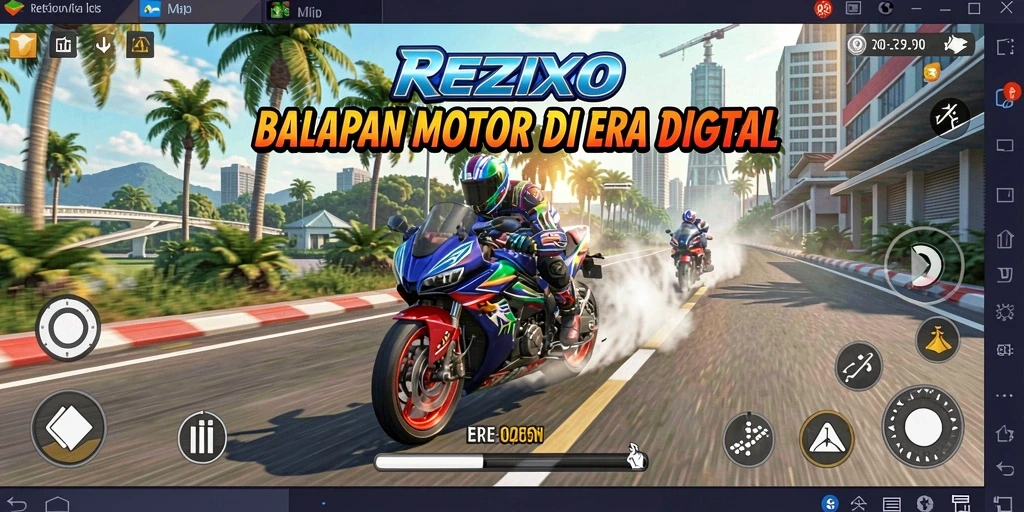 Tampilan gameplay REZIXO yang mendebarkan dan penuh aksi balapan motor.