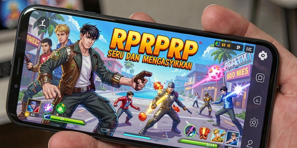 Screenshot gameplay RPRPRP dengan level menantang yang penuh warna.
