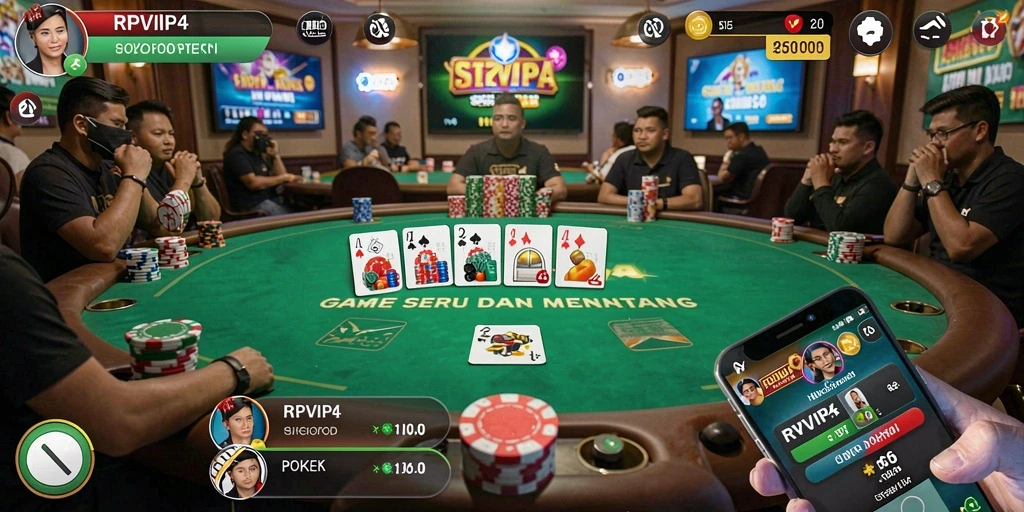 Tampilan menarik dari gameplay RPVIP4 dengan aksi Poker yang seru.