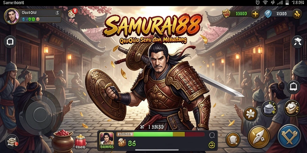 Tangkapan layar gameplay <strong>SAMURAI88</strong> menampilkan aksi kartu QiuQiu yang mendebarkan.