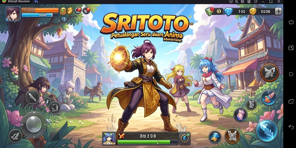 Screenshot gameplay SRITOTO yang menampilkan pertarungan karakter anime ikonik.