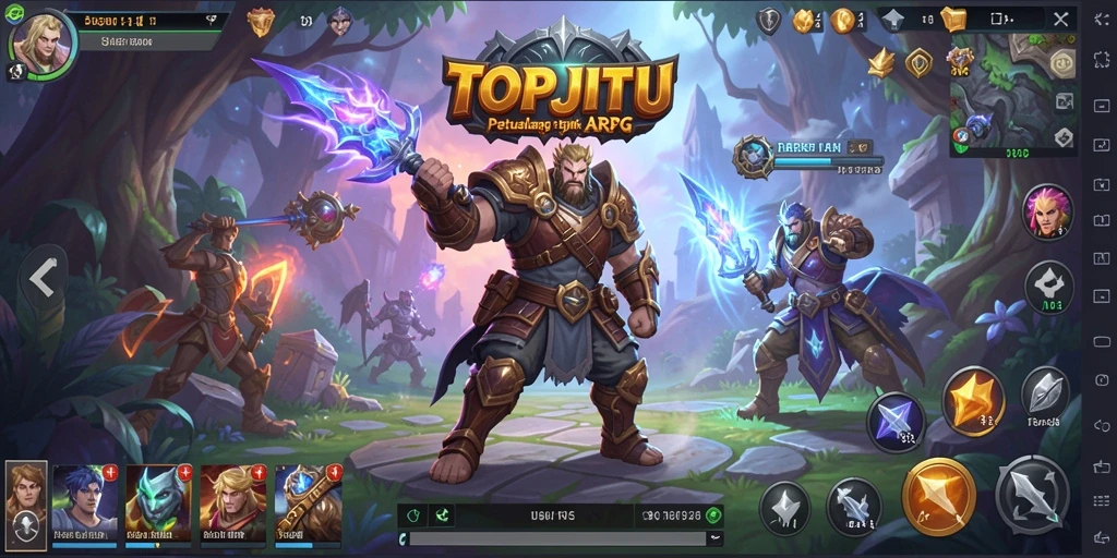 Gameplay intens dengan pertarungan seru di dunia TOPJITU.